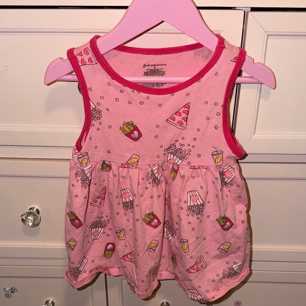 First Impressions Pink Snack-Print Sleeveless Tank Dress